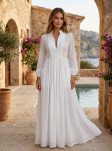 Women's Button Front Maxi Shirt Dress
