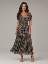 Women's Floral Pleated Maxi Dress