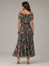 Women's Floral Pleated Maxi Dress