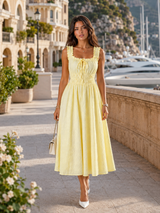Women's Floral Shirred Waist Midi Dress