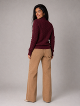 Women's Cable Knit Button Neck Sweater