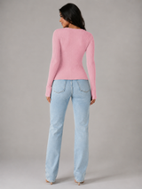 Women's Button Front Ribbed Knit Top