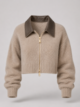 Women's Cropped Fuzzy-Knit Zip Cardigan