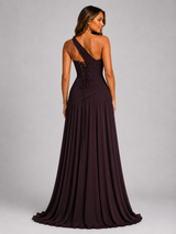 Women's One Shoulder Chiffon Maxi Dress