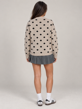 Women's Polka Dot Knit Jumper | Oversized Crew Neck Sweater