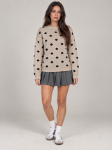 Women's Polka Dot Knit Jumper | Oversized Crew Neck Sweater