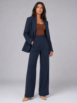 Women's Tailored Blazer & Wide-Leg Trouser Suit Set