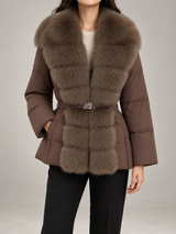Women's Fur Collar Belted Puffer Coat | Quilted Winter Jacket