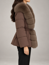 Women's Fur Collar Belted Puffer Coat | Quilted Winter Jacket