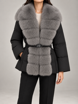 Women's Fur Collar Belted Puffer Coat | Quilted Winter Jacket