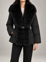 Women's Fur Collar Belted Puffer Coat | Quilted Winter Jacket