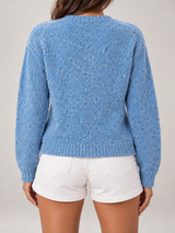 Women's Speckled Knit Cardigan | Round Neck Button Front