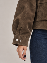 Women's Suede Trucker Jacket | Oversized Button Front Coat
