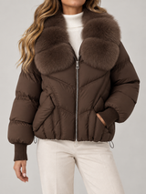 Women's Fur Collar Puffer Jacket | Quilted Short Winter Coat