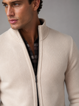 Men's Full-Zip Knit Cardigan With Stand Collar