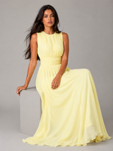 Women's Ruched Chiffon Maxi Dress