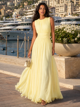 Women's Ruched Chiffon Maxi Dress