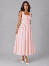 Women's Floral Shirred Waist Midi Dress