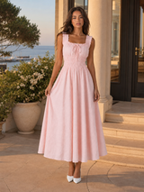 Women's Floral Shirred Waist Midi Dress