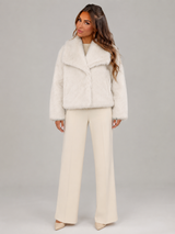 Women's Plush Cropped Faux Fur Jacket