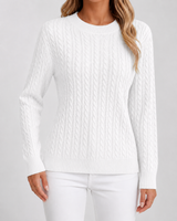 Women's Classic Cable Knit Crew Neck Sweater