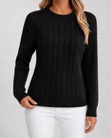 Women's Classic Cable Knit Crew Neck Sweater