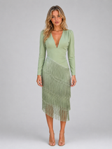 Women's Fringe Midi Occasion Dress