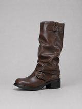 Women's Buckle Knee-High Biker Boots