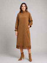 Women's Suede Look Fringe Midi Dress