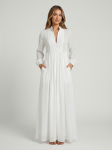 Women's Button Front Maxi Shirt Dress