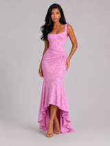 Women's Floral Corset Fishtail Maxi Dress