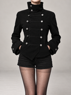 Women's Military Jacket | Stand Collar, Frog Buttons