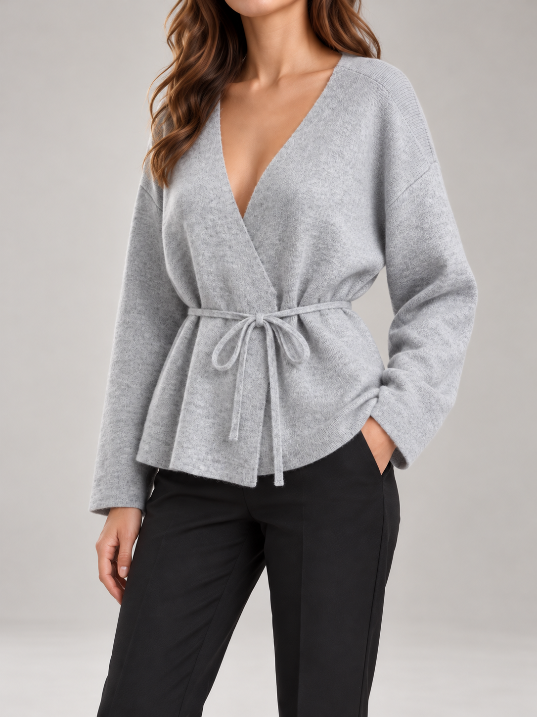 Women's Belted Wrap Cardigan | V-Neck Knit