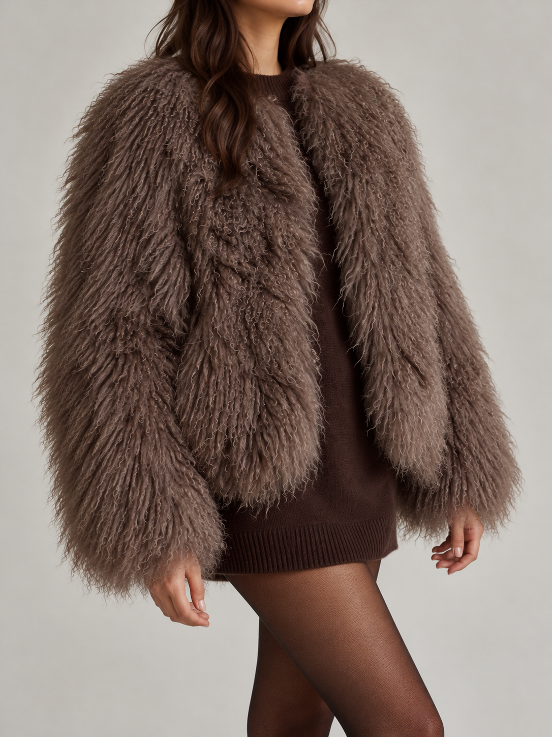 Women's Shaggy Faux Fur Jacket | Cropped, Collarless