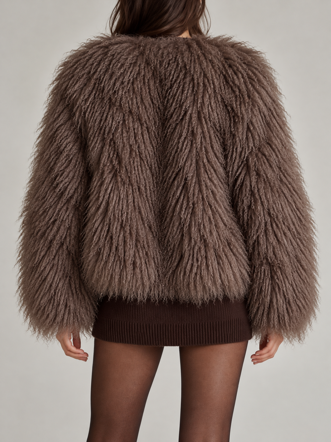 Women's Shaggy Faux Fur Jacket | Cropped, Collarless