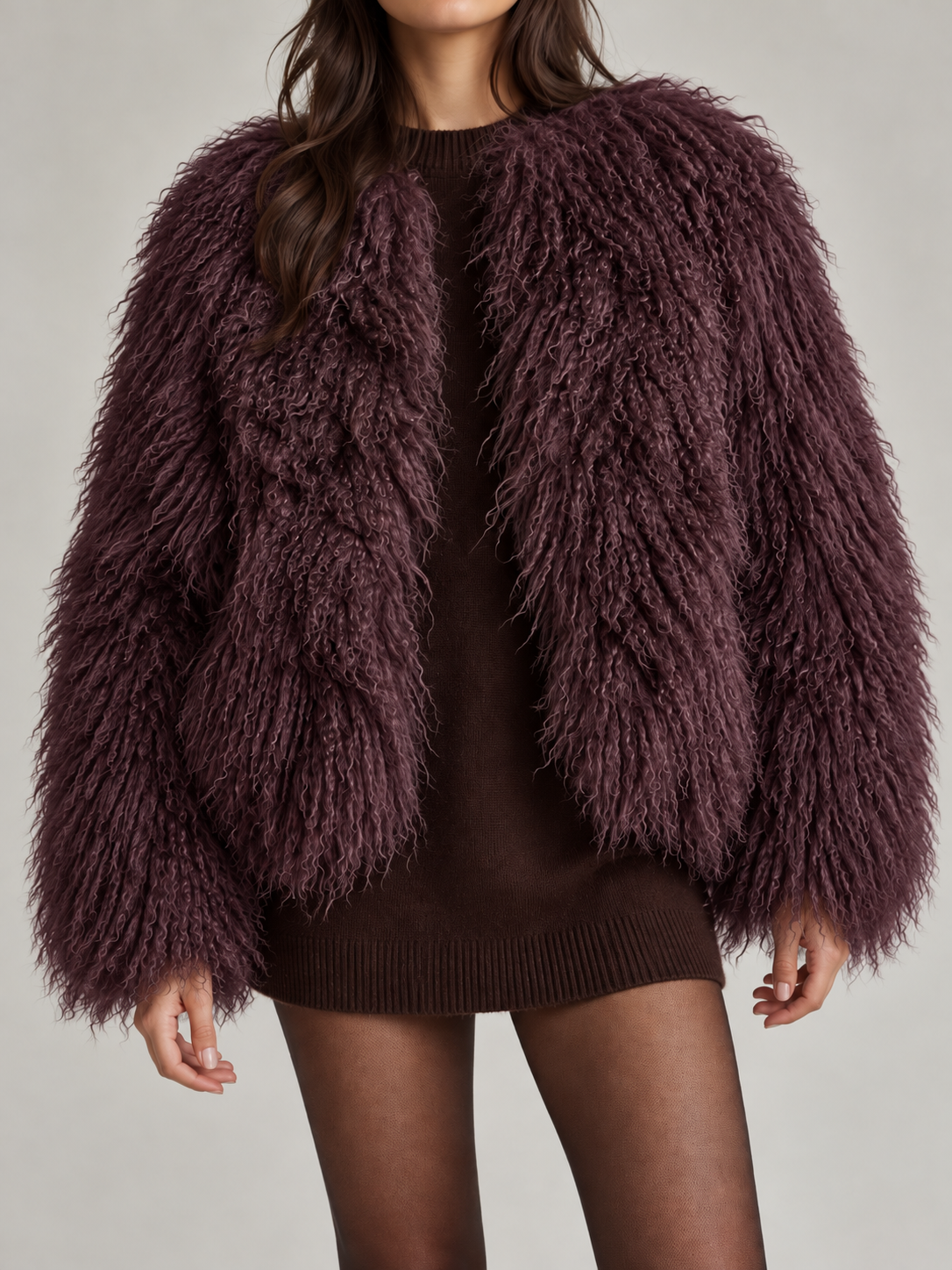 Women's Shaggy Faux Fur Jacket | Cropped, Collarless