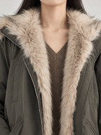 Women's Faux Fur Lined Hooded Puffer Jacket | Oversized