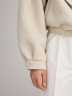 Women's Cropped Wool-Blend Jacket | Blazer Collar, Elasticated Hem