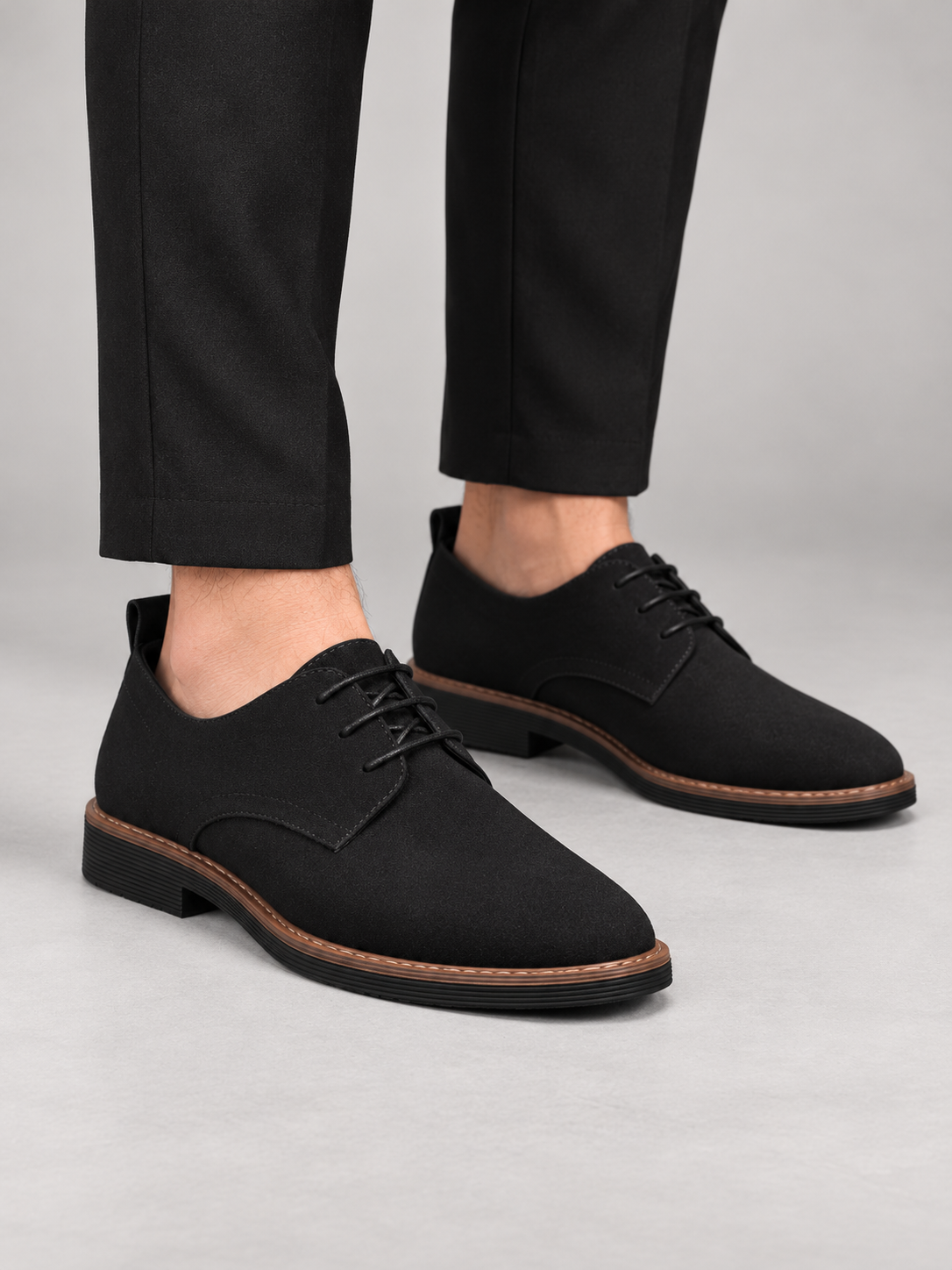 Men's Faux Nubuck Derby Shoes | Lace-Up, Contrast Welt