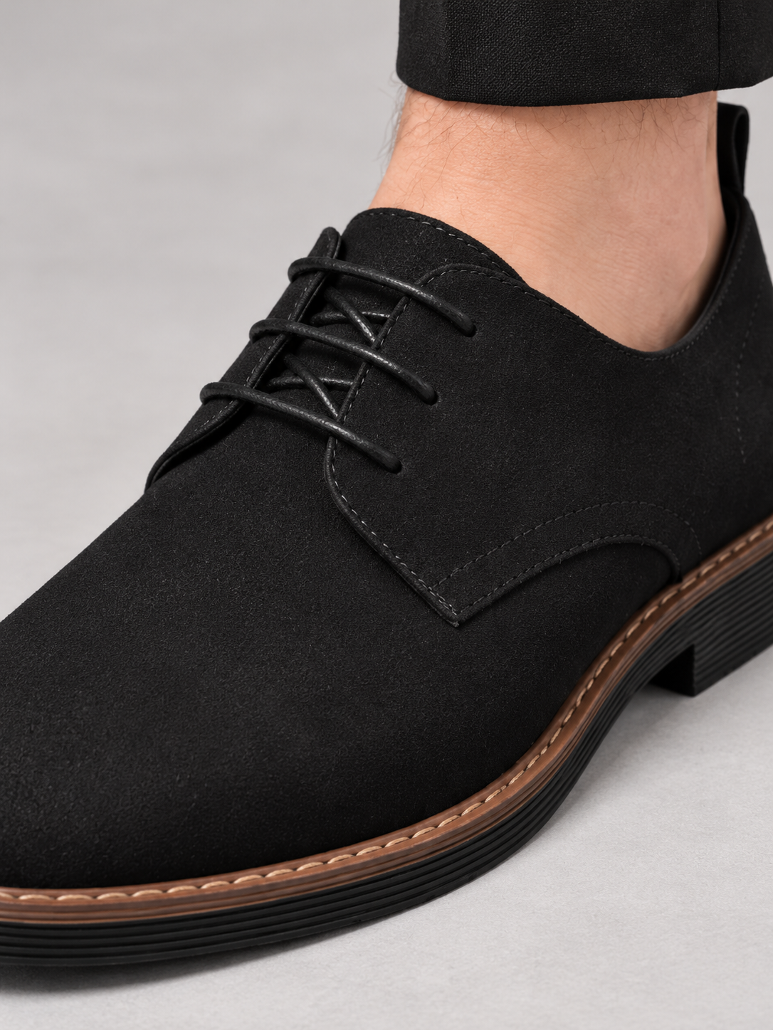 Men's Faux Nubuck Derby Shoes | Lace-Up, Contrast Welt