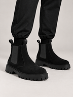 Men's Faux Suede Chelsea Boots | Chunky Lug Sole