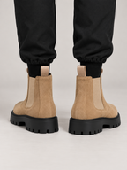 Men's Faux Suede Chelsea Boots | Chunky Lug Sole