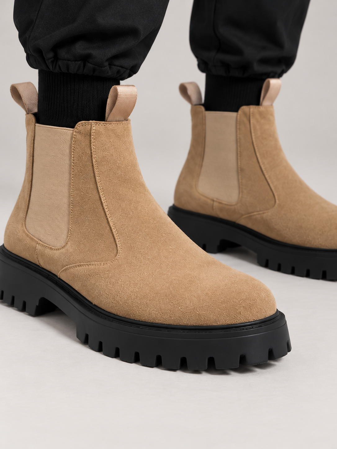 Men's Faux Suede Chelsea Boots | Chunky Lug Sole
