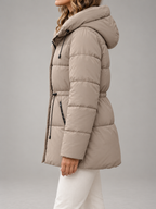 Women's Hooded Puffer Jacket | Drawstring Waist, Zip Pockets
