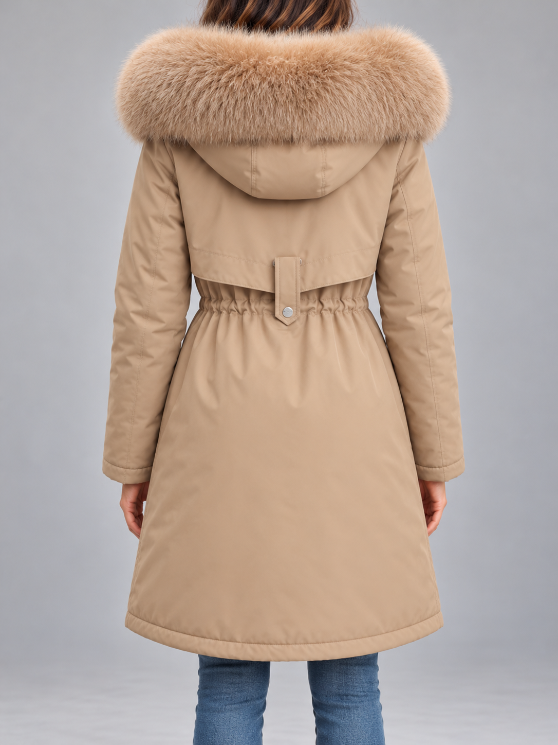 Women's Faux Fur Hood Padded Parka | Fleece Lined, Drawstring Waist