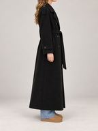 Women's Belted Wool-Blend Trench Coat | Double Breasted, Maxi Length