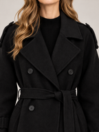 Women's Belted Wool-Blend Trench Coat | Double Breasted, Maxi Length