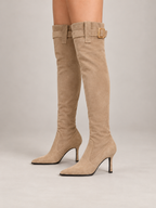 Women's Over-The-Knee Stiletto Boots | Faux Suede, Buckle Cuff