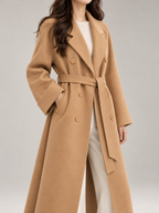 Women's Belted Wool-Blend Wrap Coat | Double Breasted, Notch Lapel