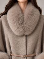 Women's Faux Fur Collar Cape Coat | Wool-Blend, Belted, Fur Cuffs